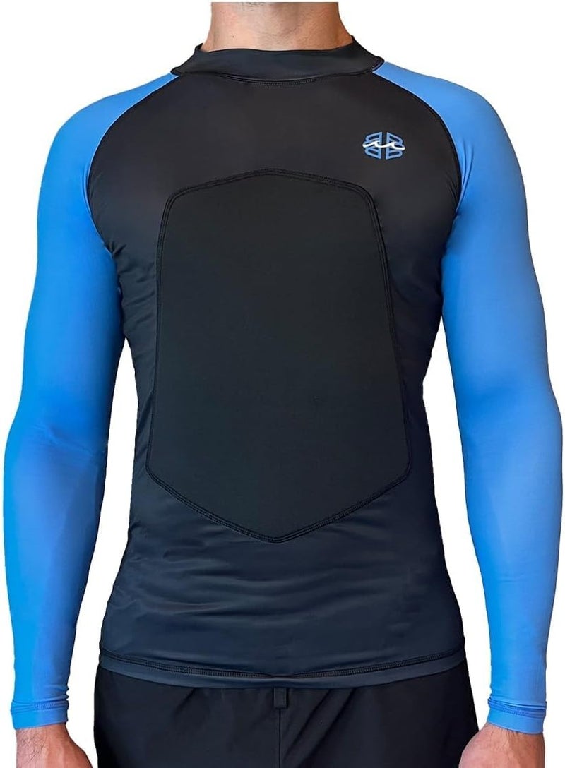 Ribby SPF 50+ 5mm Padded Rash Guard, Black and Blue - Image 5